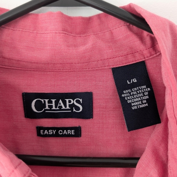 Chaps Men’s Easy Care Long Sleeve Pink Shirt In Size L - Picture 6 of 8